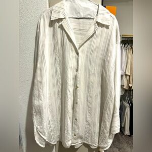 H&M white shirt with black stipe
